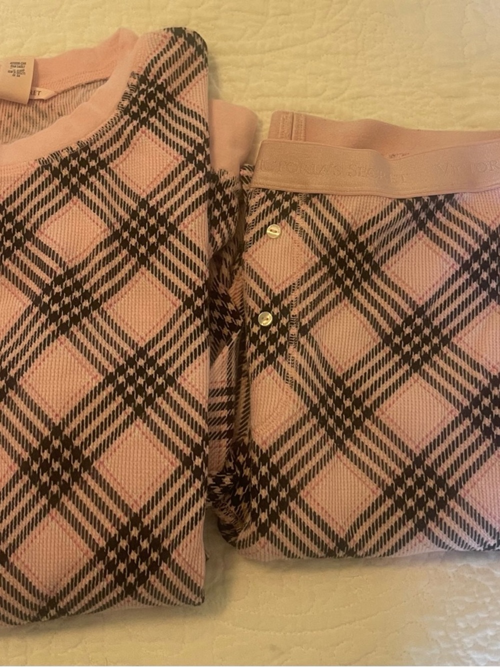 Victoria's Secret Pink and Black Plaid Pajama Set
